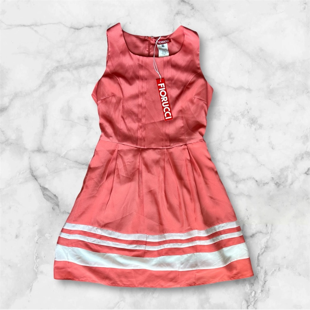 Fiorucci Designer Dress Coral with White Stripes